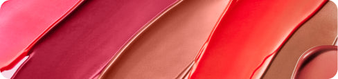 Up close image of lip gloss product textures.